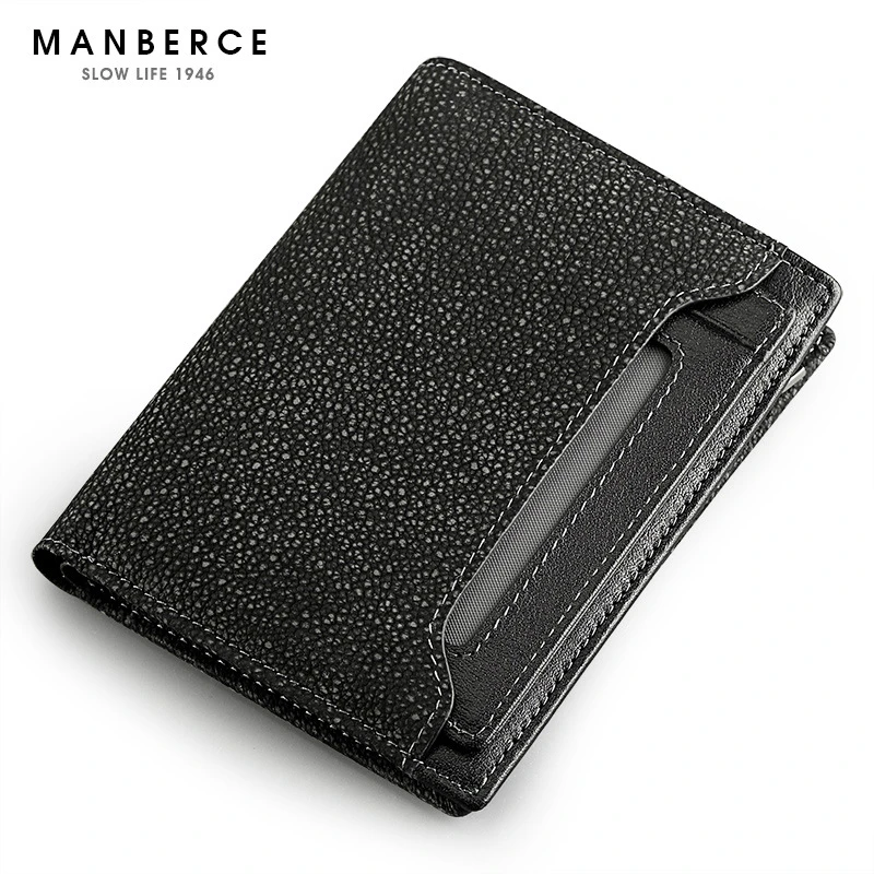 

MANBERCE 2019 Leather Wallet Short Vertical Driving License Multifunctional Wallet for Men's Head Layer Card Bag Free Shipping