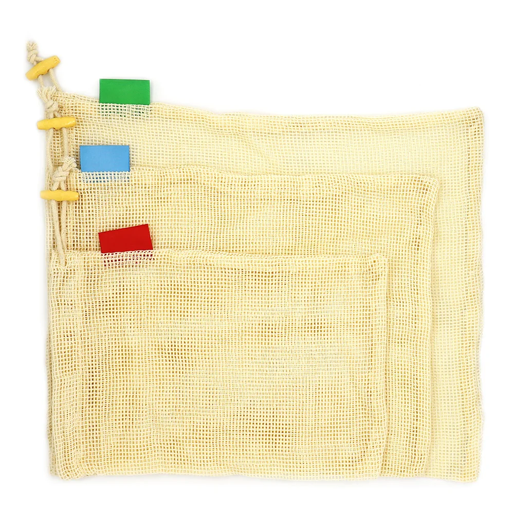 

Многоразовые сетчатые продуктовые сумки, моющиеся экологически чистые мешки для продуктов, для хранения фруктов, овощей, игрушек, 1 комплект