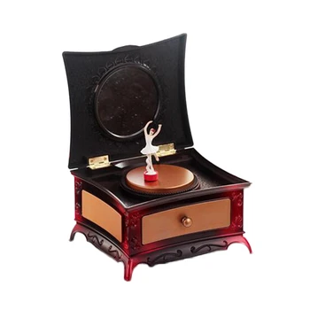 

NICEXMAS Creative Plastic Ballet Dancer Jewelry Box Music Box Storage Case Classic Dresser with Mirror for Little Girls (Red)