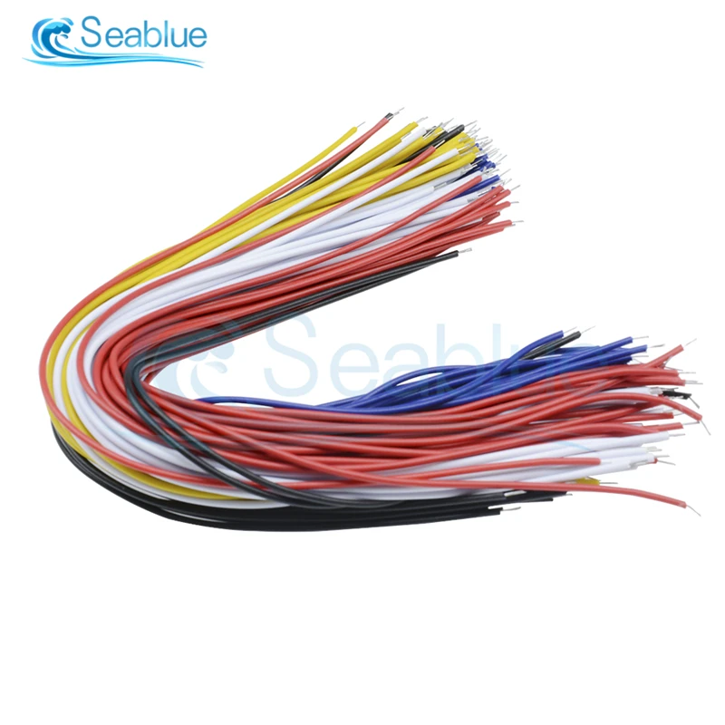 100Pcs Solder Cable Double Head PCB 20CM 26AWG Breadboard Fly Jumper Wire Tin Conductor 5 Color