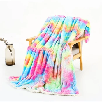 

Rainbow Plush Super Soft Blanket Colorful Bedding Sofa Cover Furry Fuzzy Fur Warm Throw Cozy Couch Blanket For Home New 2020
