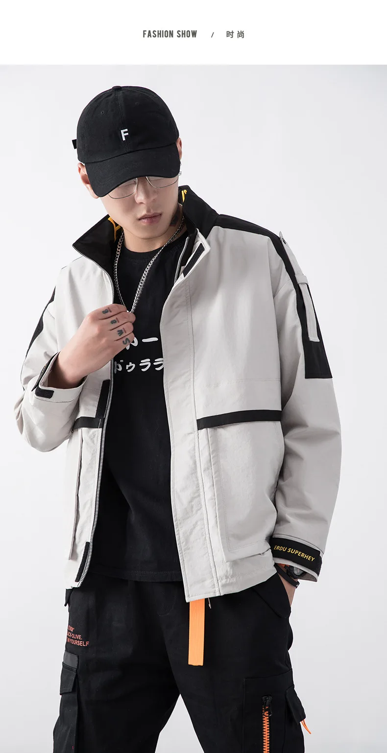 Autumn jacket men spring jackets mens solid color street Hip-hop style coat newest yellow fashion clothes red lapel latest