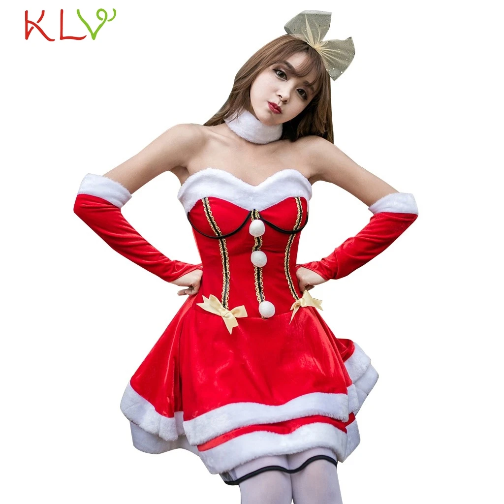 Christmas Dress Cosplay Uniform Suit Vintage Dress New Year Costume for Evening Party Dress Women Clothes Winter Dress 19Ot