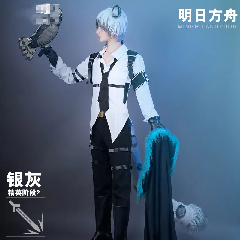 Anime! Arknights SilverAsh Battle Suit Gothic Uniform Cosplay Costume Full Set Halloween Party Outfit For Men Free Shipping