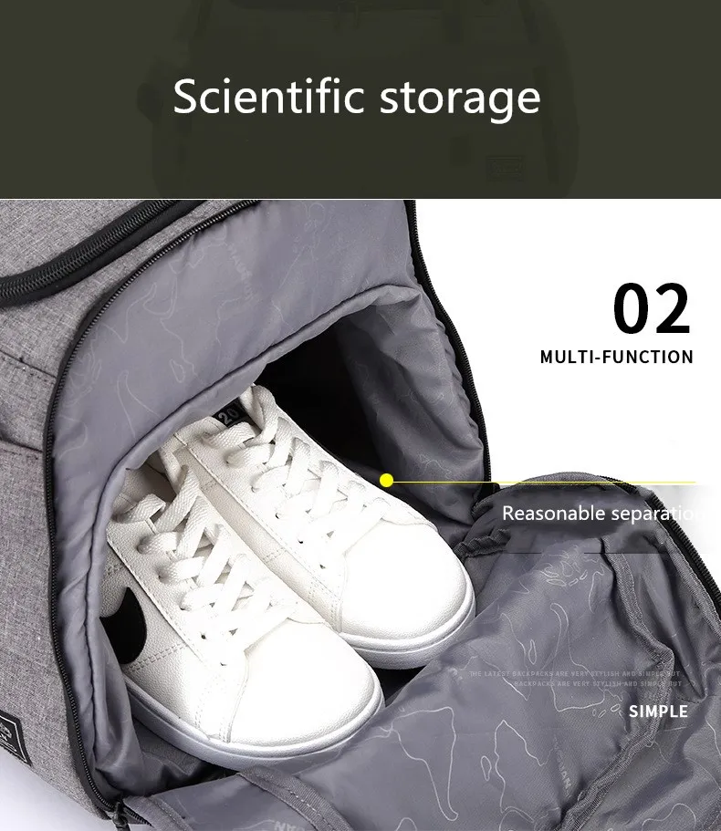 Fashion Multifunction Men Travelling Bags High Capacity Lndependent Shoe Position Dry And Wet Separation Anti-theft Laggage Bag