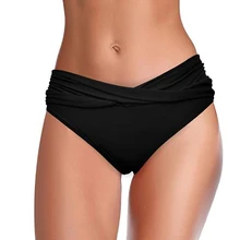 SHEKINI скручивающаяся передняя часть бикини Низ полный охват средняя талия Купальник Низ пляжные купальники