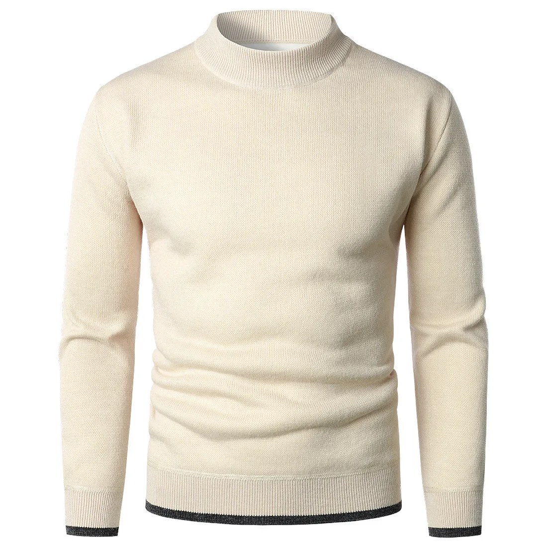Men Autumn and Winter Warm Thickening Pure Color Simple Sweater mens cable knit sweater