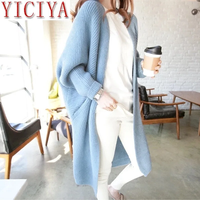 

2019 Women Cardigans Long Section Sweaters Ladies Solid Loose Knitted warm thick Winter Spring Female Casual Tricot Jumper Tops
