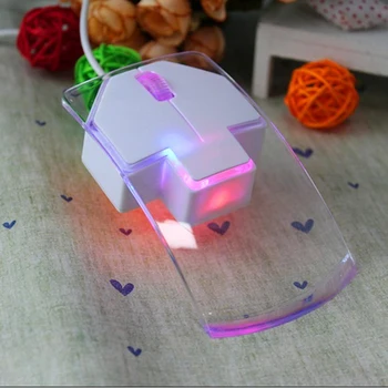 

Transparent Colorful Luminous Wired Mouse Optical Mouse for Office Computers Notebooks ND998