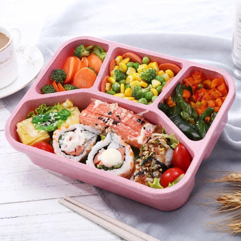 Портативный здоровый материал Ланч-бокс Пшеничная солома Bento коробки микроволновая посуда контейнер для хранения еды 800 мл-1000 мл коробка для еды