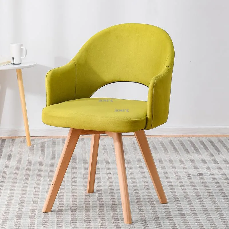 Стул из цельного дерева современный гостиной диван стул мебель ар-деко домашний взрослый книжный стул минималистичный скандинавский стиль модный обеденный стул - Цвет: A Mustard Green
