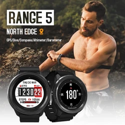 NORTH EDGE reloj inteligente para hombre, accesorio de pulsera resistente al agua con GPS, control del ritmo cardíaco, altímetro, barómetro, brújula, compatible con Android e IOS, 50M