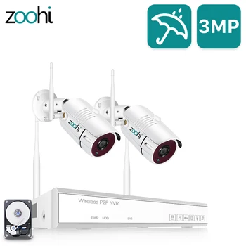 

Zoohi 1080P 2CH Wireless Security Camera System 2.0MP WiFi HD Video Surveillance Camera System Kits IP66 Outdoor Night Vision