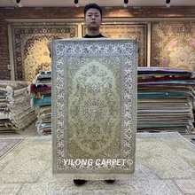 Yilong 2,5 'x4' Малый размер чистый ручной узлом Шелковые восточные ковры(HF188B