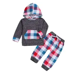 Одежда для маленьких мальчиков толстовки с капюшоном и длинными рукавами Топы с пайетками + леггинсы осенний комплект одежды из 2 предметов