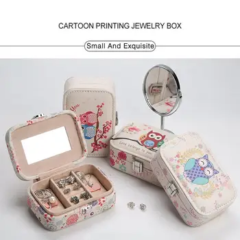 

Portable European Style Jewelry Ring Leather Owl Pattern Jewelry Storage Box