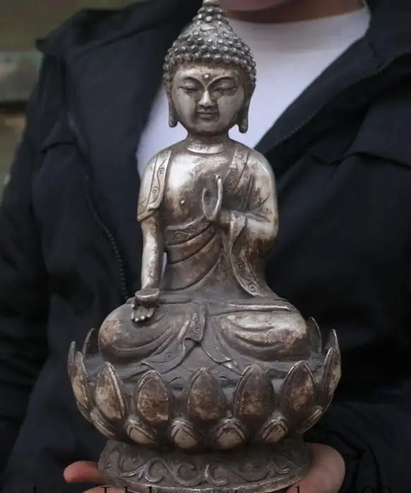 Медный Сатью старый Тибет буддизм joss Серебряный Лотос sakyamuni Шакьямуни Амитабха