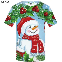 Бренд KYKU, Рождественская футболка, Мужская футболка со снеговиком, футболка с принтом для косплея, вечерние футболки с принтом