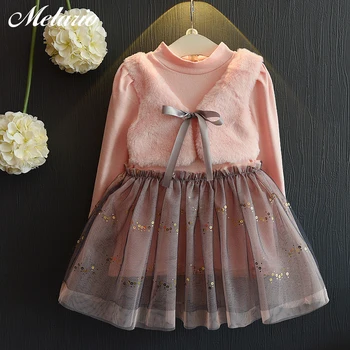 

Melario 3-7Y Baby Girls Warm Dress Autumn Winter Long Sleeve Dresses Fur Girls Party Princess Dress Clothes One Piece Clothes
