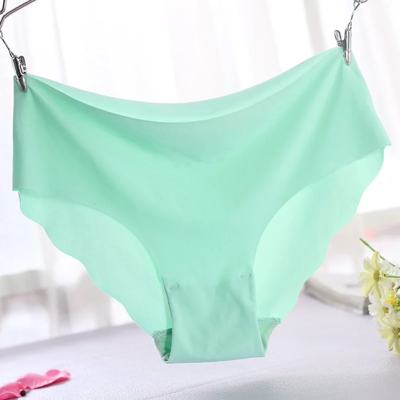 1Pc Fruit green 3 предмета в комплекте! Однотонные женские бесшовные трусики, шелковое нижнее белье, стринги, трусы, сексуальное нижнее белье, трусики, хипстерское нижнее белье - Цвет: 1Pc Fruit green