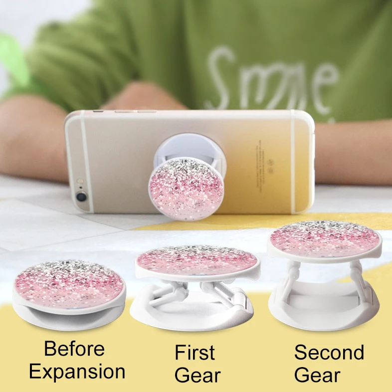 Round Foldable Phone Grip Kichstand  Support Telephone Swappable Top For Hua Wei Most of Phones wooden mobile stand