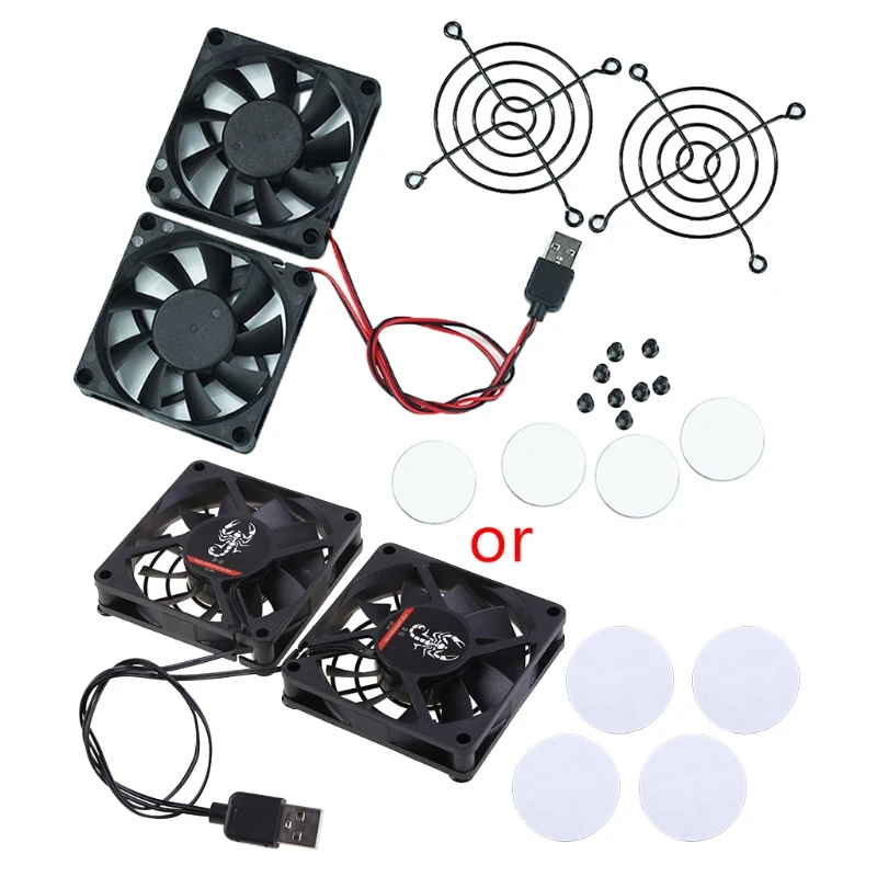 L74A 1Set Cooling Fan USB Power Supply Fan Cooler for A-SUS RT-AC68U/AC86U/AC87U/R8000/AC5300 Router Radiator cooling fan