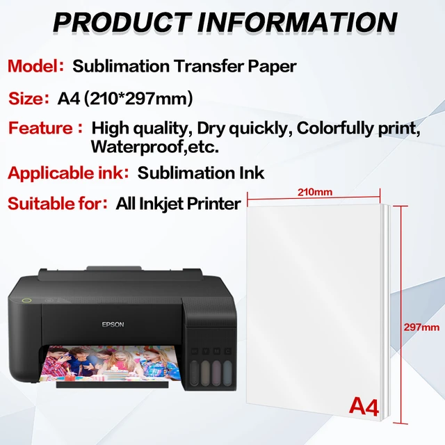 TransOurDream A4* 20Sheets Heat Iron on Transfer Paper Vinyl for Light &  White Fabrics T-shirts Inkjet Printer