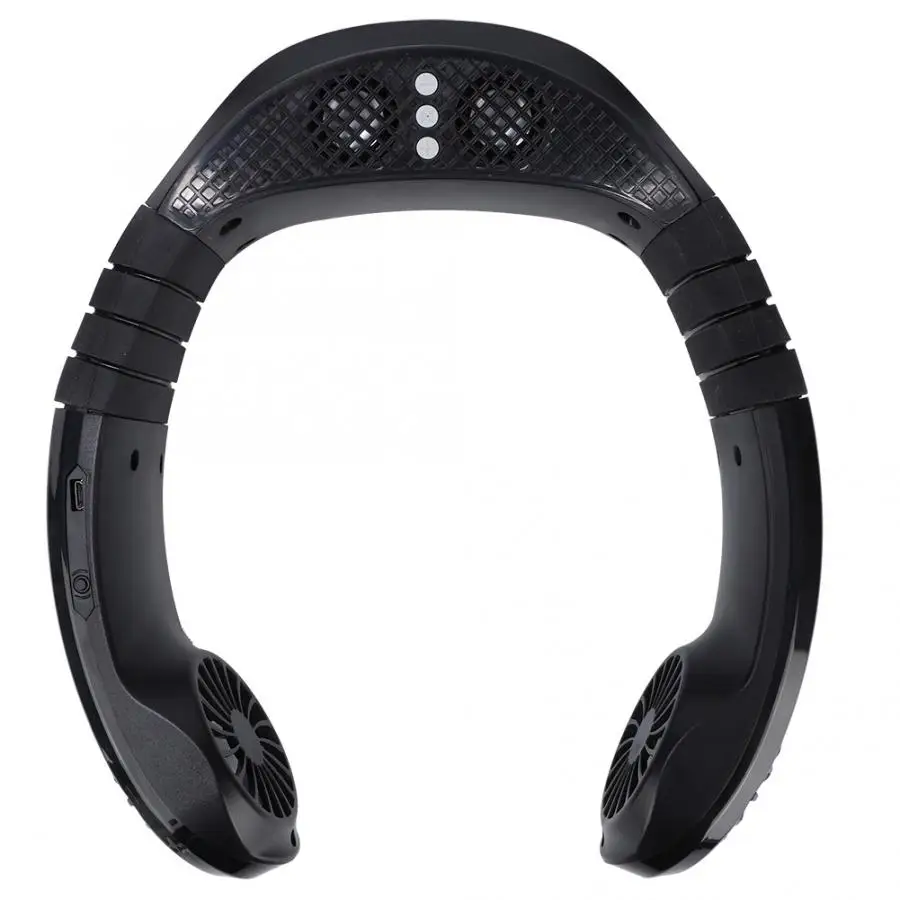 Черный Кондиционер usb зарядка Bluetooth Портативный Спорт Hands-free Шея подвесной музыкальный звук вентилятор кондиционер для дома - Цвет: Черный