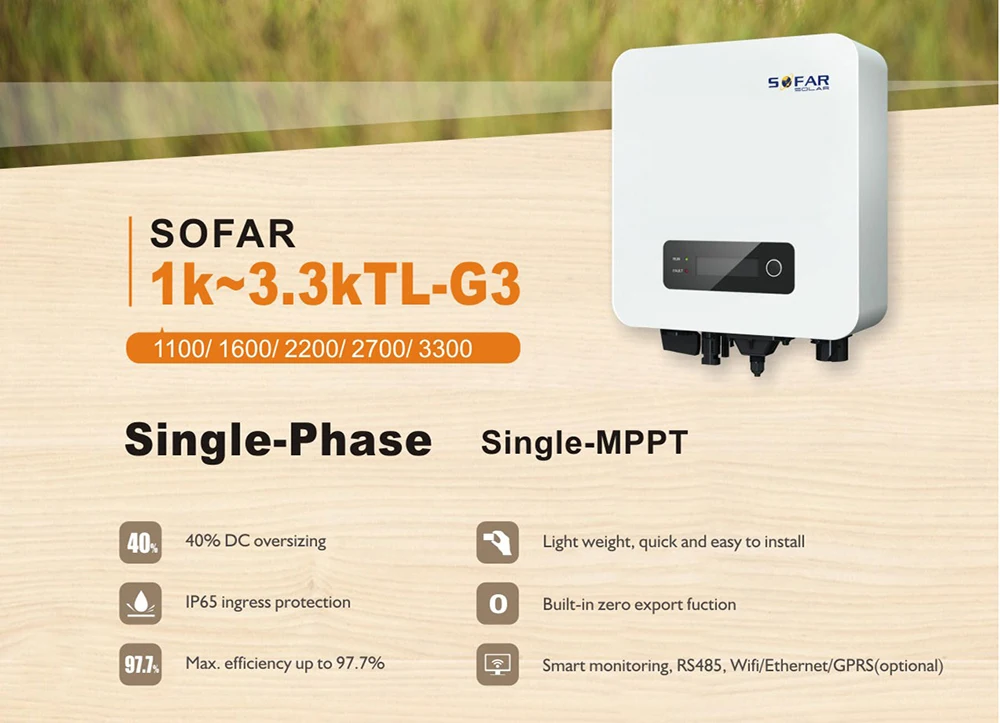 Sofar 3.3KW сетки галстук инвертора с MPPT регулятором Функция инвертор с чистым синусом Выход с WI-FI на сетке инвертор для Солнечные энергетические установки