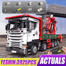 

High-Tech RC Car The Big Scania Crane Lorry Truck Building Blocks Brick City Engineering Motor Car Toy Educational Gifts