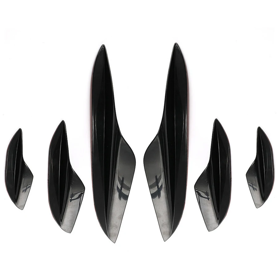 6Pcs Front Bumper Canards Fins Splitters Glossy Black Car Body Spoiler Kit For BMW E90 E92 E93 M3 2005-2012
