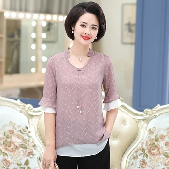

Flare Half Sleeve Chiffon Blouse Double Layer Womens Tops And Blouses Shirt 2020 Casual Loose Female Shirts Blusas Feminine