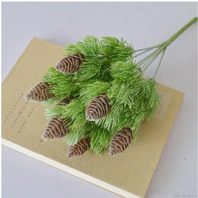 Маленькие пластиковые сосны с сосновыми орехами искусственные цветы для Рождественского украшения дома поддельные растения pinecone искусственная зелень - Цвет: 1pcs