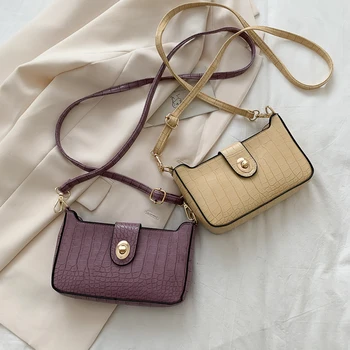 

Portable Alligator PU Leather Crossbody Bag Women Vintage Small Shoulder Female Lock Buckle Underarm Handbag 2020 Hot Sale