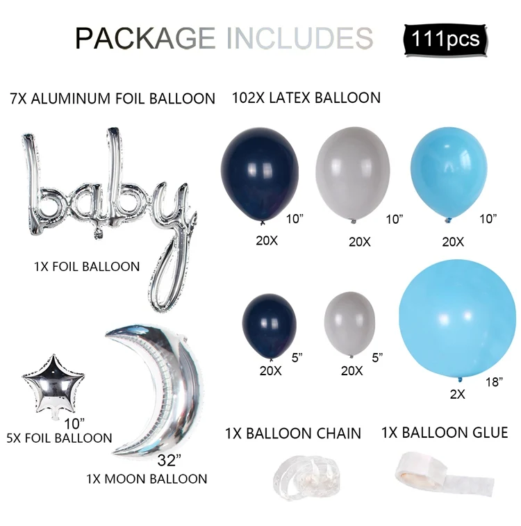 Воздушный шар PATIMATE темно-синего цвета, гирлянда на 1-й 2-й день рождения, шар на день рождения, декор для детской вечеринки, для мальчиков и девочек, латексный баллон - Цвет: balloon