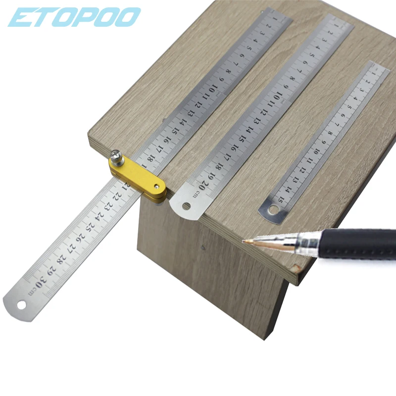 150mm-200mm-300mm-Woodworking-Angle-Scribe-Line-Scribe-Wood-Ruled-Carpenter-Location-Locator-Steel-Ruler-Block