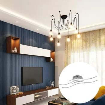 

1Pc Unique Wave Chandelier Creative Ceiling LED Lamp for Bedroom Home