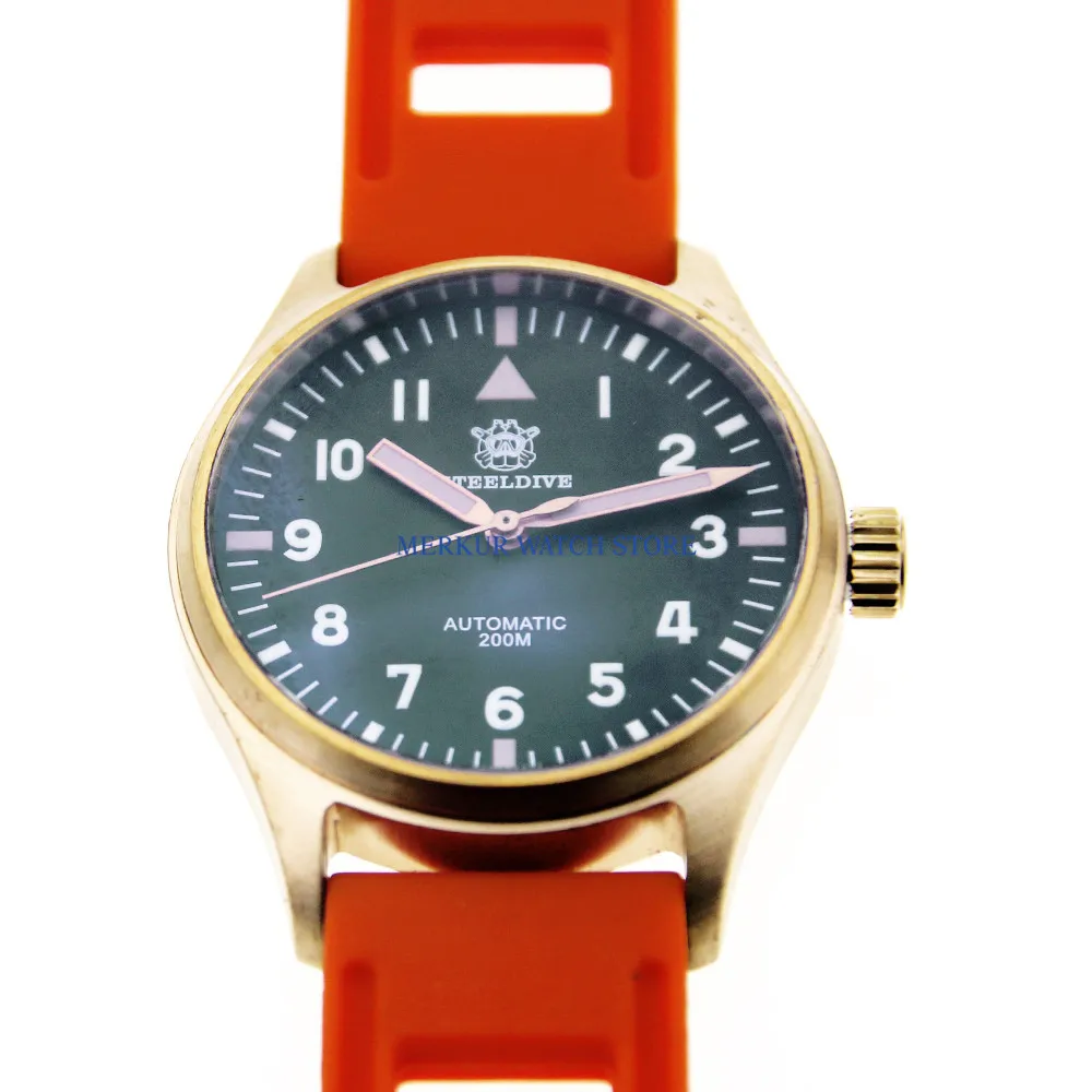 Мужские NH35 автоматические часы для дайвинга из чистой бронзы и стали 200 м fLIEGER Super LumiNova b-uhr pILOT Watch