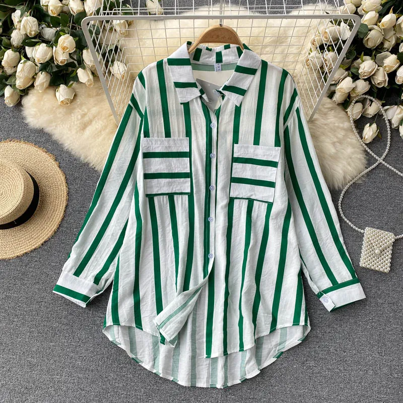 2021 Autumn Women's Plaid Stripe Long Shirt New Design Long Shirt Elegant Office Work Ladies Long Shirt Blouse Casual Loose Top robot b2 series for samsung galaxy tab a8 10 5 2021 2022 contrast color pc silicone tablet cover kickstand design protective case navy blue yellow green