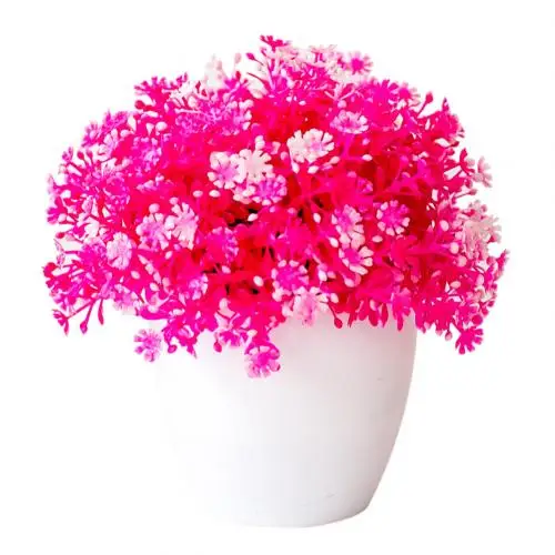 Искусственный цветок растение орнамент в стиле бонсай гостиная сад Отель Настольный Декор(с горшком - Цвет: Розовый