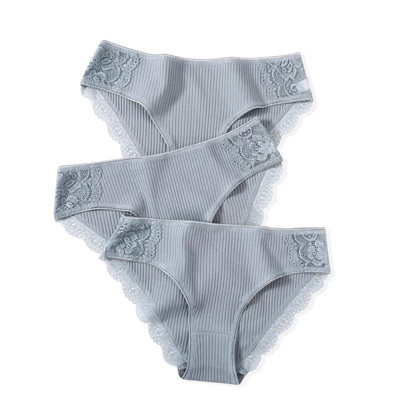 Blue 3PCS Женские трусики, Мягкое хлопковое нижнее белье, дышащие трусы для женщин, сексуальные трусики с низкой посадкой, 1 шт., прочные трусики бикини женские, дропшиппинг - Цвет: Blue 3PCS