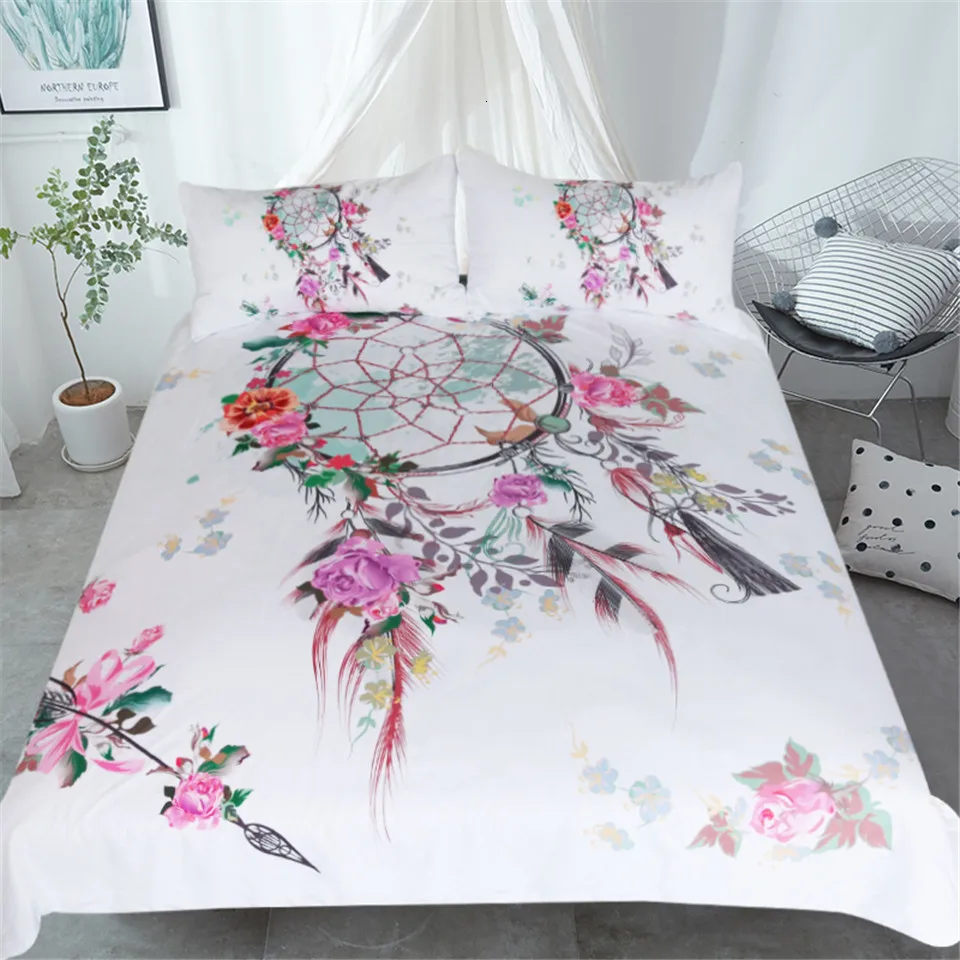Постельные принадлежности Outlet Dreamcatcher Комплект постельного белья цветочный шикарный пододеяльник богемный весенний дух постельное белье розовый домашний текстиль для девочек 3 шт