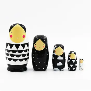 

5pcs Set Russian Nesting Dolls Wooden Matryoshka Doll Handmade Painted R7RB
