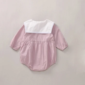 

Flofallzique Solid Cotton Girl Overalls Doll Collar Chest With Buttons Comfortable Loose Baby Toddler Newborn Clothes