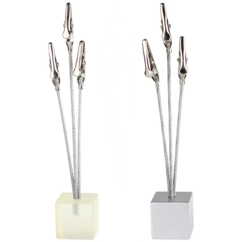 

1pc New Small Cube 3 Alligator Wire Memo Picture Note Card Desk Paper Photo Clip Holder Table Stand Place Office Desk Favor