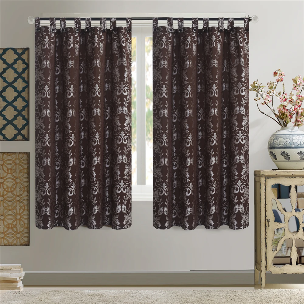 

Luxury Short Blackout Curtains for Bedroom Flower Print Button Sling Top 1 Piece Kitchen Window Drapes Polyester Fabric 140x170