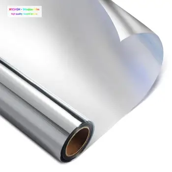 

0.5*5 m One Way Mirror Window Film Anti UV Heat Control Self-adhesive Privacy Decorative Remove Window Tint Sun Blocking Silver