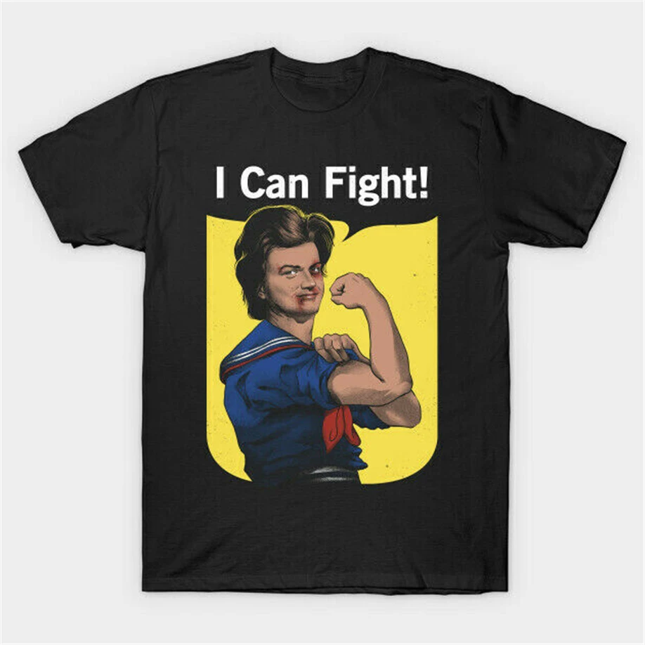 Funny How Strange Steve Harrington Can Fight Black T-Shirt Size S - 3Xl Style Round Tee Shirt |