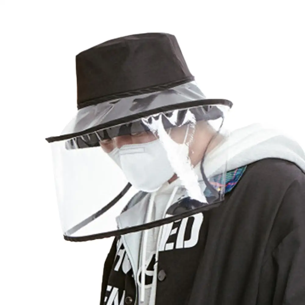 

2020 new dust-proof Black Sun Hat face covering protective hat Transmission Particulate Windproof Sand Masks Adjustable Size