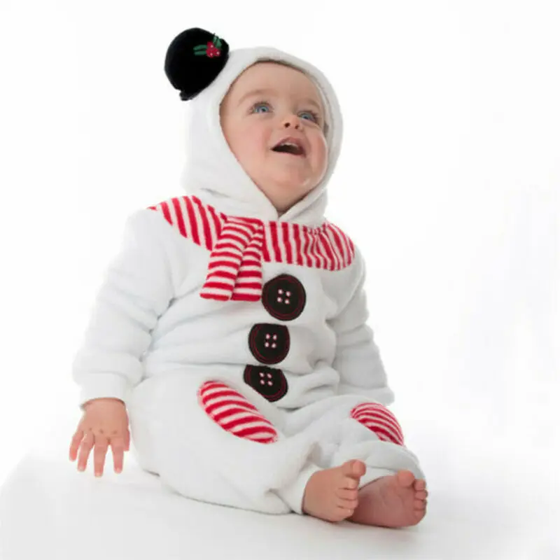 Г. Милый комбинезон «Снеговик» для новорожденных мальчиков и девочек, комбинезон, зимняя теплая одежда Детский комбинезон из кораллового флиса с длинными рукавами и капюшоном, От 0 до 2 лет